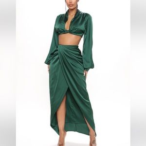 Fashion Nova Emerald Green Skirt Set